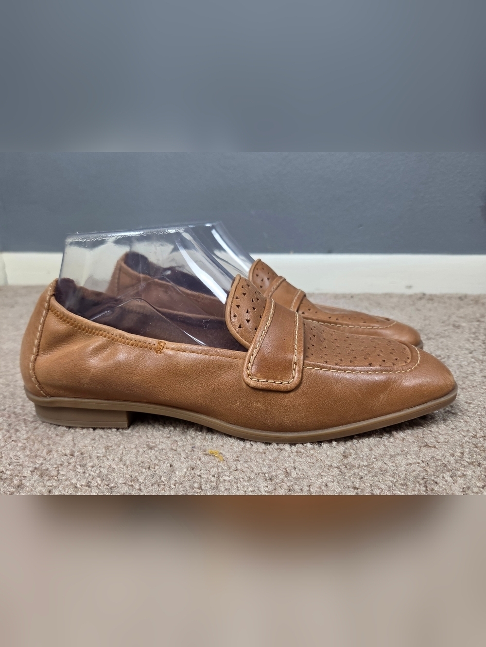 Clarks Woman's Cognac Slip-On Loafers